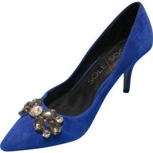 *Sole Society Royal Blue Suede Gem Embellish Pumps
